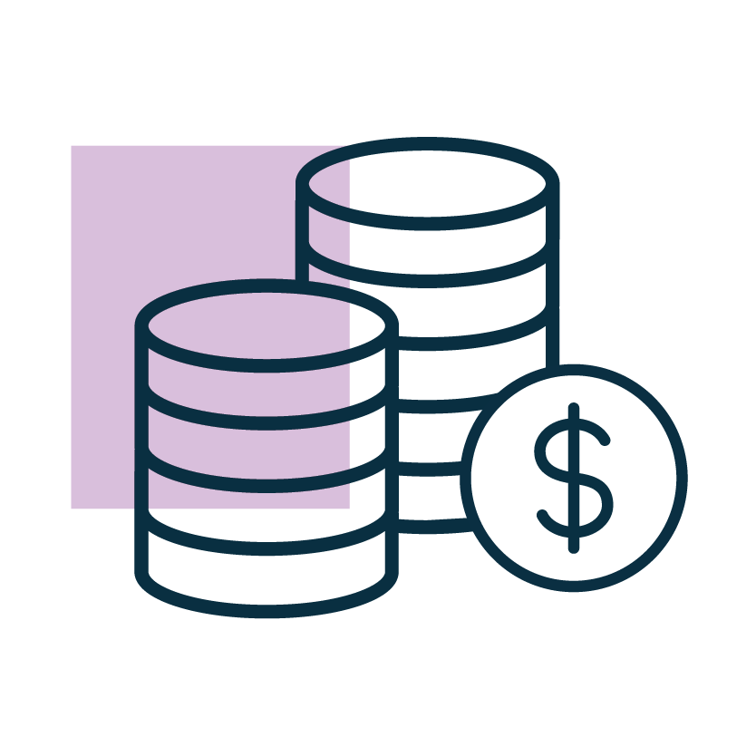 Banking and payments icon: stacked coins with a dollar sign, from the BLOK Investor Guide