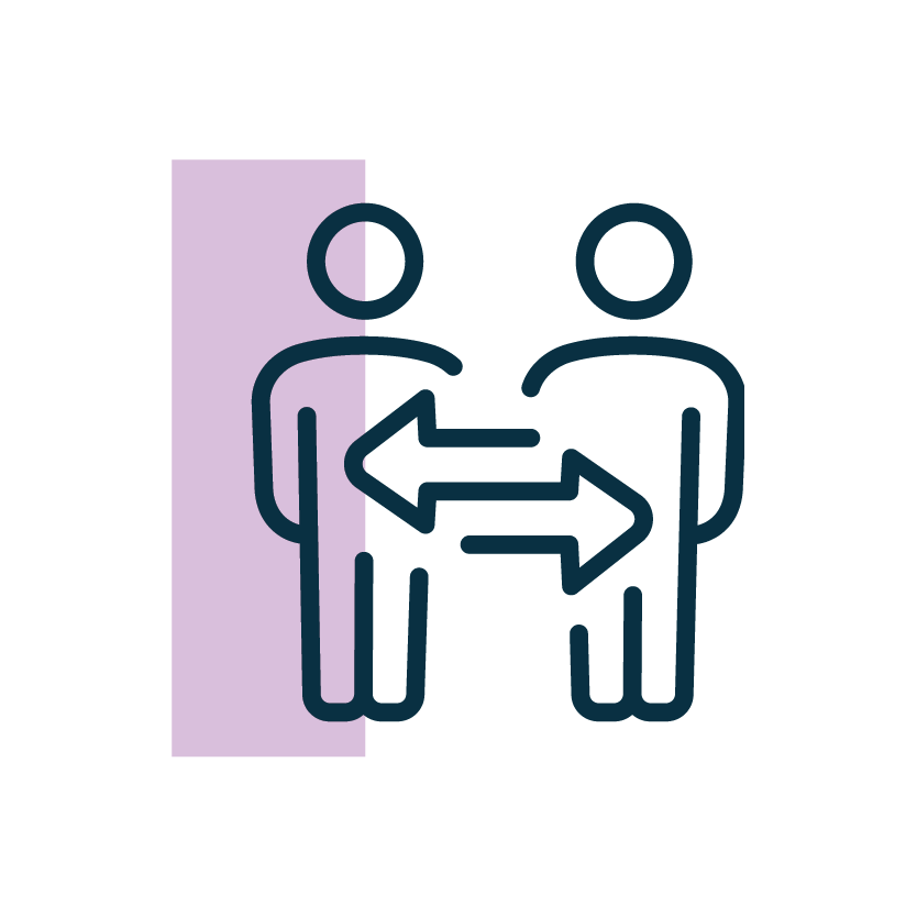 Human resources icon: two people exchanging with a two-way arrow, from the BLOK Investor Guide