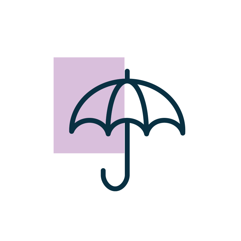 Insurance blockchain use-case icon: open umbrella
