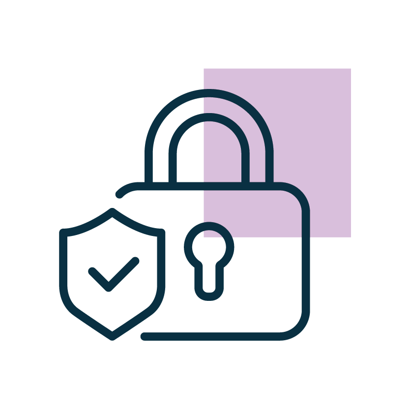 Security icon: padlock with a check-marked shield, from the BLOK Investor Guide