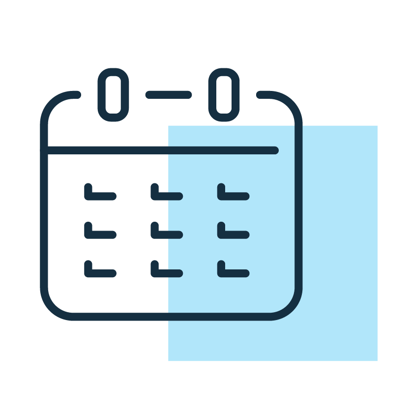 Calendar icon representing distribution schedule and timing