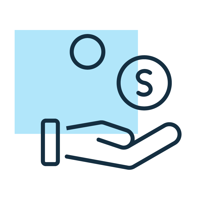 Hand receiving a dollar coin icon representing yield income