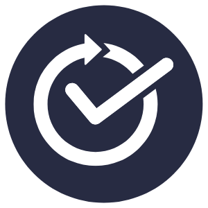 Checkmark inside circular arrow benefit icon
