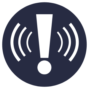 Exclamation mark with signal waves alert icon