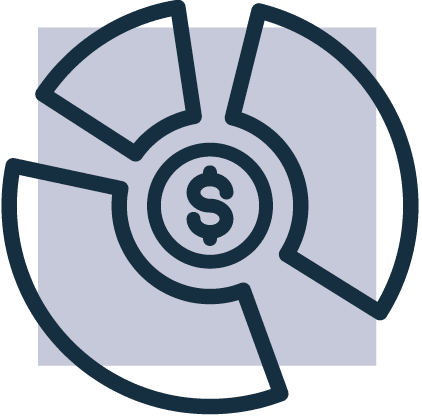 Icon: pie chart with dollar coin, representing the Write step of the options income strategy
